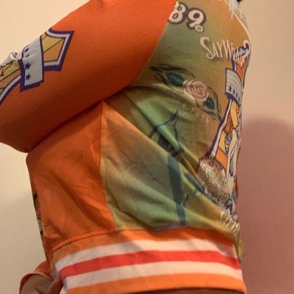 Orange Print Bomber Jacket - Picture 3 of 5